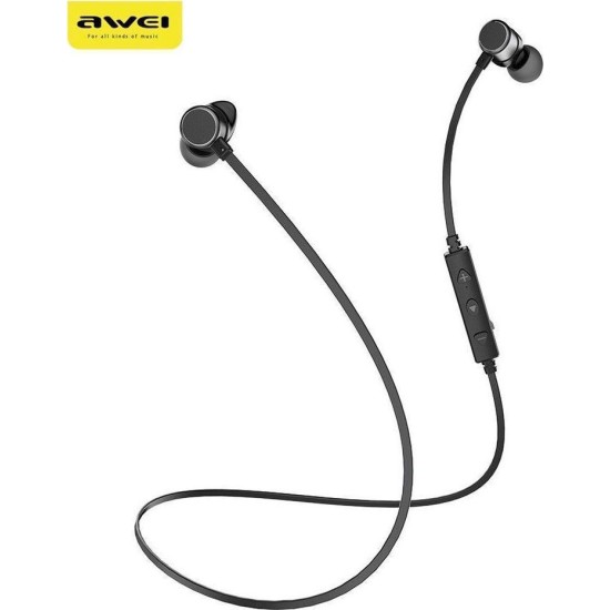 Awei WT10 In-ear Bluetooth Handsfree Ακουστικά με Αντοχή στον Ιδρώτα Μαύρα