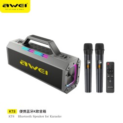 Awei KT8 Karaoke PORTABLE Σύστημα με 2 Ασύρματα Μικρόφωνα Μαύρο