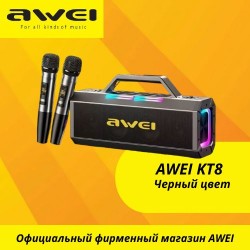 Awei KT8 Karaoke PORTABLE Σύστημα με 2 Ασύρματα Μικρόφωνα Μαύρο