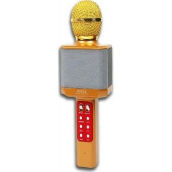 Ασύρματο Bluetooth Mικρόφωνο KARAOKE Hχείο Mp3 Player WSTER - Disco Light Microphone WS-1828 Μαύρο Χρυσό 