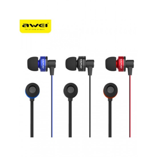 Ακουστικά AWEI ES-690M X-Bass. Stereo Earphone & Microphone, Black
