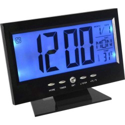 Ρολόι - Ξυπνητήρι με αισθητήρα ήχου, LCD οθόνη & ένδειξη θερμοκρασίας DS-8082 Μαύρο