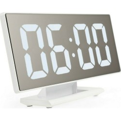 Ρολόι Καθρέφτης LED, Ξυπνητήρι, Ημερολόγιο + Θερμόμετρο - LED Mirror Clock Λευκό DS