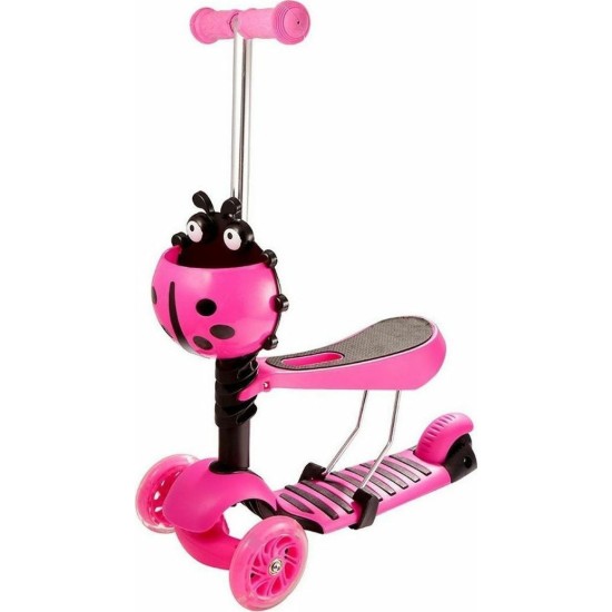 Παιδικό Πατίνι Αναδιπλούμενο Τρίτροχο με Κάθισμα Ροζ