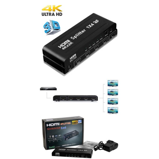 CHM-1004-4K HDMI Splitter 1x4 (1 είσοδος / 4 εξόδους) Ultra HD 4K/2K, 1080P, Full HD/3D, Ver 1.4, HDCP
