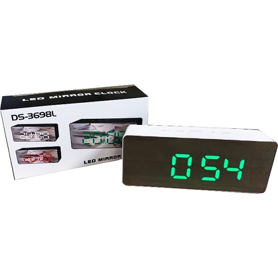 Ψηφιακό Ρολόι Επιτραπέζιο με Ξυπνητήρι DS-3698L Λευκό