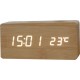 Ψηφιακό Ρολόι Επιτραπέζιο με Ξυπνητήρι Wooden Clock 02 Καφέ