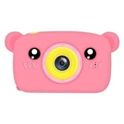 Andowl QK6 Bear Compact Φωτογραφική Μηχανή 10MP με Οθόνη 2" Ροζ