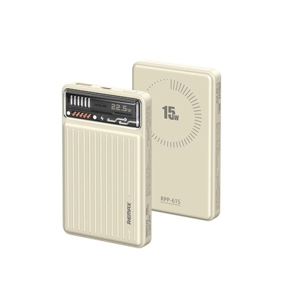 Remax Rpp-615 MagSafe Power Bank 10000mAh 18W με Θύρα USB-A και Θύρα USB-C Λευκό