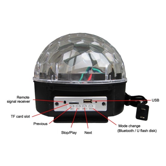 Bluetooth led crystal magic ball light MP3 music speaker