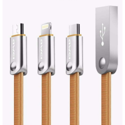 Awei Braided USB to Lightning / Type-C / micro USB Cable Γκρι 1.2m (CL-970)