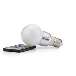Led Λάμπα E27 (3W) 16 Χρωμάτων με Dimmer & Tηλεχειριστήριο ΟΕΜ