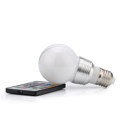Led Λάμπα E27 (3W) 16 Χρωμάτων με Dimmer & Tηλεχειριστήριο ΟΕΜ Led Λάμπα E27 (3W) 16 Χρωμάτων με Dimmer & Tηλεχειριστήριο ΟΕΜ