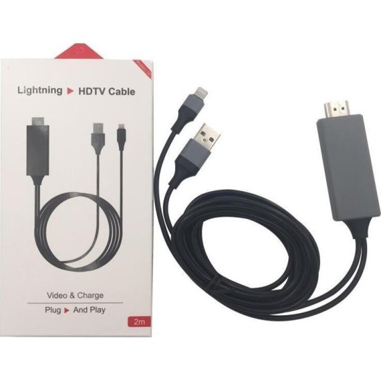 Καλώδιο 2 in 1 HDTV σε USB Female και USB 2m για IOS / Android - Μαύρο