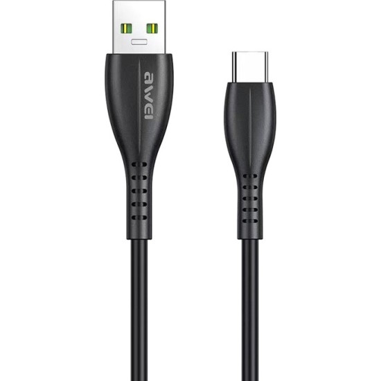 Awei CL-115T Type-c 2.4A Καλώδιο φόρτισης και Μεταφοράς Δεδομένων 1Μ Μαύρο