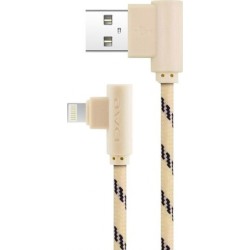 Awei Angle (90°) / Braided USB to Lightning Cable Χρυσό 1m (CL-91)