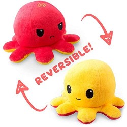 Reversible octapus plush λούτρινο χταπόδι που αλλάζει διάθεση με μία κίνηση - Small - Red-Yellow