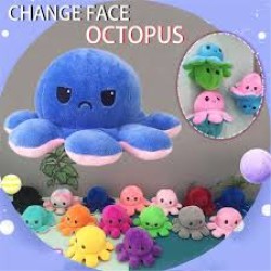 Reversible octapus plush λούτρινο χταπόδι που αλλάζει διάθεση με μία κίνηση - Blue Dots-Glitter